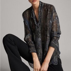 Massimo Dutti Sheer Snake Print Blouse